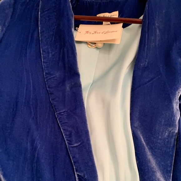 💙NWT For Love and Lemons Nadine Velvet Coat in Cobalt Blue - Picture 8 of 8